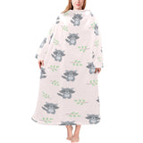 cute raccoons leaves pattern Blanket Robe with Sleeves