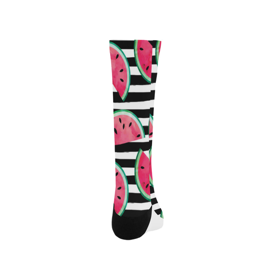 Watercolor paint textured watermelon pieces Crew Socks