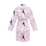Beautiful toucan flower leaves Women's Long Sleeve Belted Night Robe