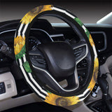 sunflowers ribbon background Car Steering Wheel Cover