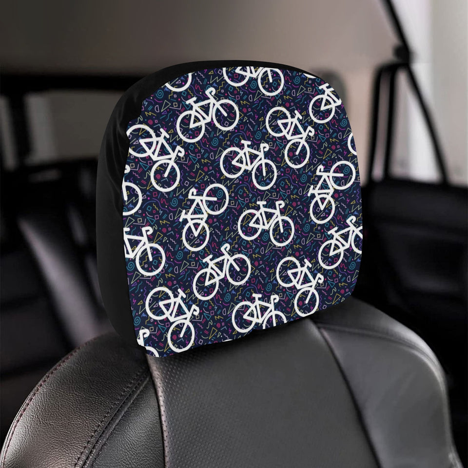 Bicycle Pattern Print Design 03 Car Headrest Cover