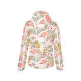 Pink flamingo birds pineapples hibiscus flower pat Women's Padded Hooded Jacket