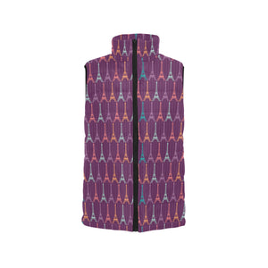 Eiffel Tower Pattern Print Design 05 Women's Padded Vest