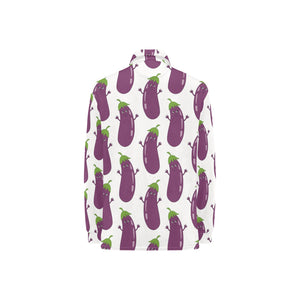 Eggplant Pattern Print Design 01 Women's Long Sleeve Polo Shirt