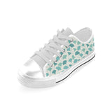 Green ginkgo leaves pattern Men's Low Top Shoes White