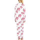 Pink lotus waterlily pattern Women's Long Pajama Set