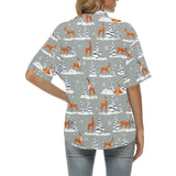 Beautiful deers Winter Christmas Women's All Over Print Hawaiian Shirt
