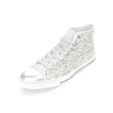 cacao beans leaves pattern Women's High Top Canvas Shoes White