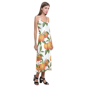 Oranges pattern background V-Neck Open Fork Long Dress