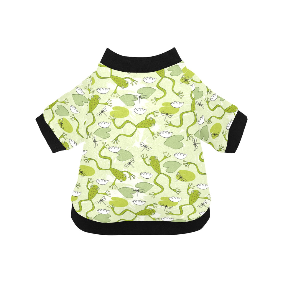 Cute frog dragonfly pattern All Over Print Pet Dog Round Neck Fuzzy Shirt