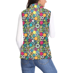 Gear Pattern Print Design 03 Women's Padded Vest