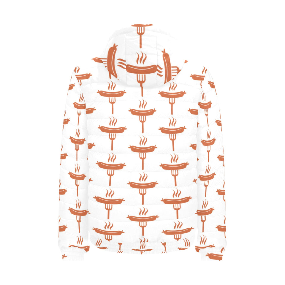 Sausage Pattern Print Design 05 Men's Padded Hooded Jacket