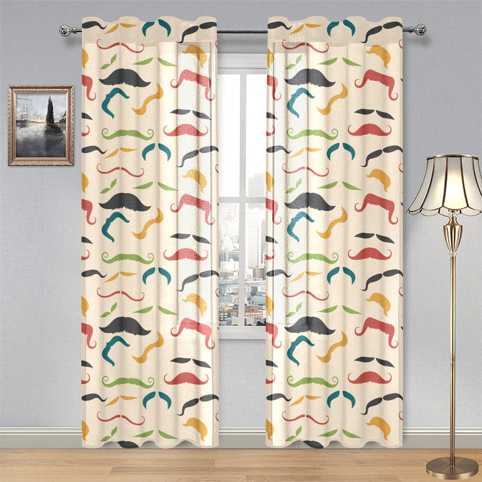 Mustache Beard Pattern Print Design 03 Gauze Curtain