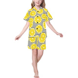 slice of lemon design pattern Kids' Boys' Girls' V-Neck Short Pajama Set
