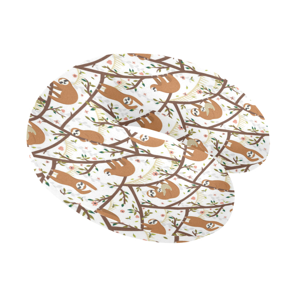 Sloths hanging on the tree pattern U-Shaped Travel Neck Pillow