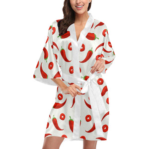 Chili pattern Women's Short Kimono Robe