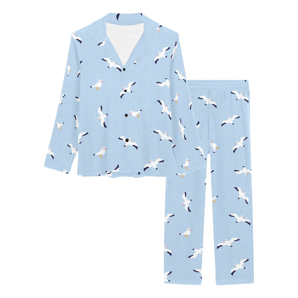 Seagull Pattern Print Design 02 Women's Long Pajama Set