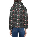 Deer Christmas new year pattern argyle Women's Padded Hooded Jacket