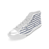 Anchor rope nautical  pattern Men's High Top Canvas Shoes White