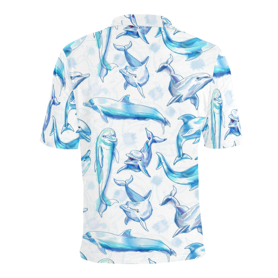 Watercolor dolphin pattern Men's All Over Print Polo Shirt
