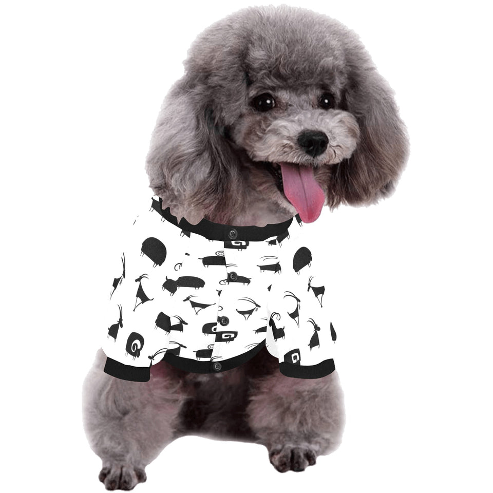 Goat ram pattern All Over Print Pet Dog Round Neck Fuzzy Shirt