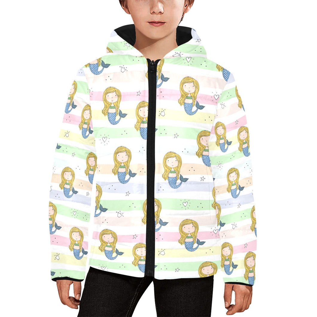 Cute hand drawn mermaid Kids' Boys' Girls' Padded Hooded Jacket
