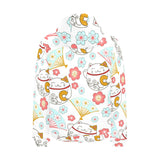 Maneki neko cat fan sakura Men's Padded Hooded Jacket