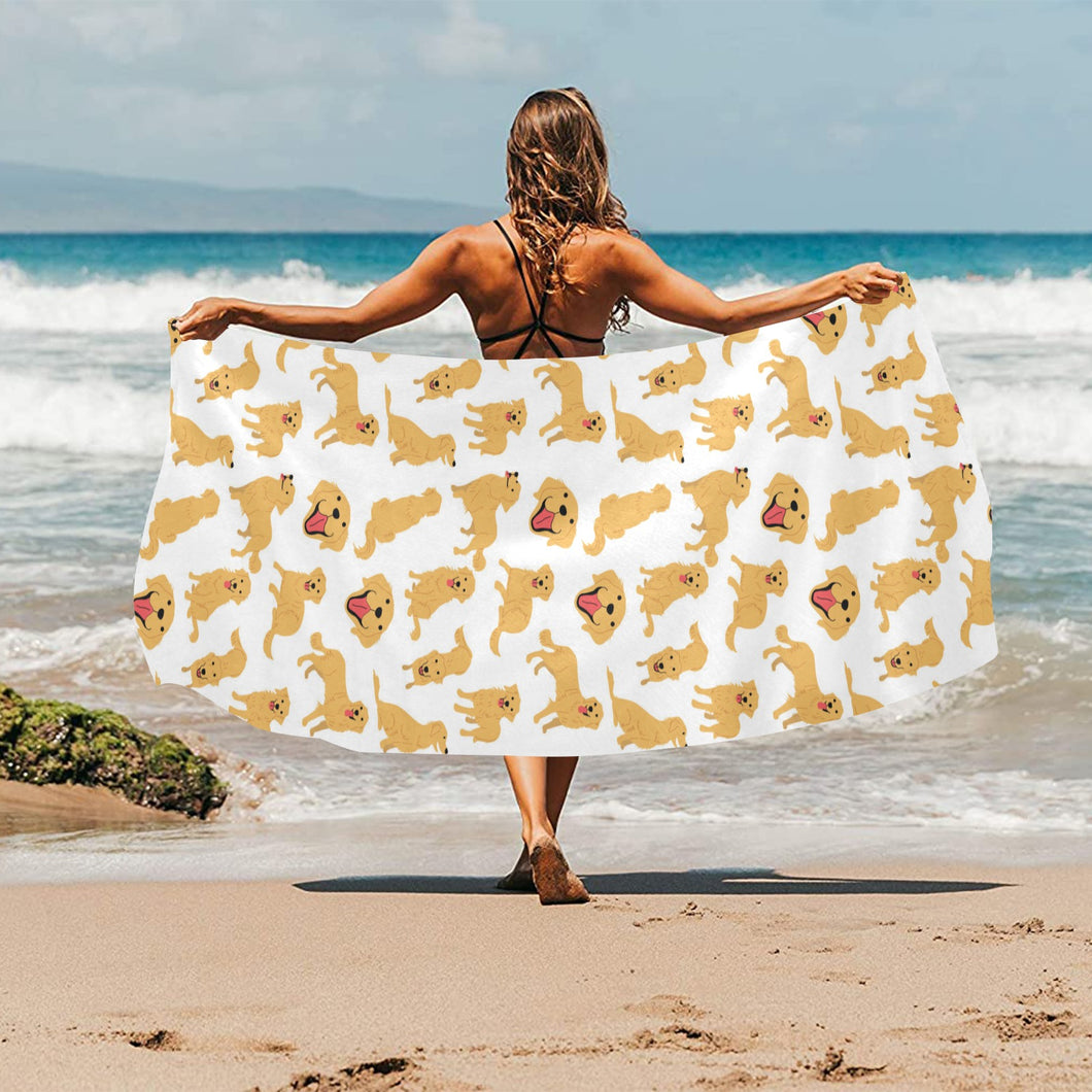 Golden Retriever Pattern Print Design 05 Beach Towel