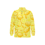lemon pattern Men's Long Sleeve Polo Shirt