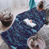 Shark pattern Blanket Robe with Sleeves