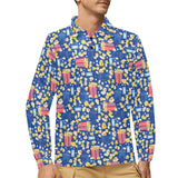 Popcorn Pattern Print Design 01 Men's Long Sleeve Polo Shirt