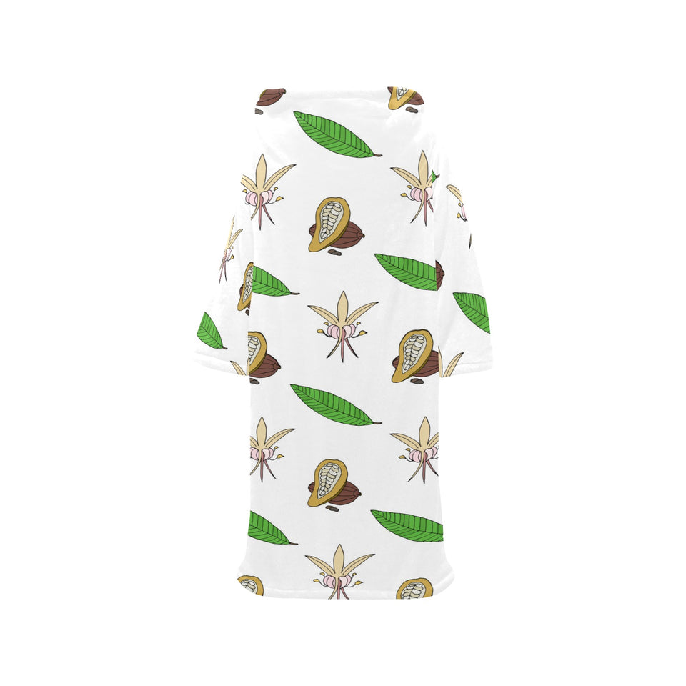 Color hand drawn cacao pattern Blanket Robe with Sleeves