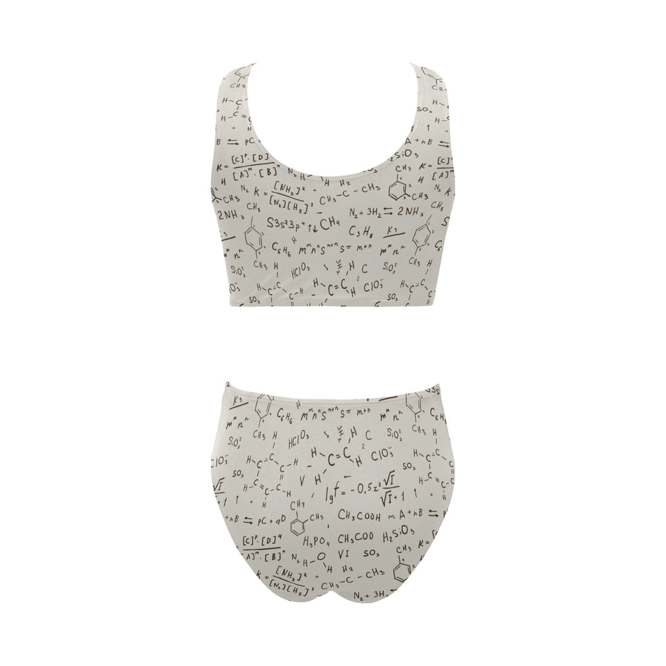 Chemistry Periodic Table Pattern Print Design 04 Chest Bowknot High Waisted Bikini Swimsuit