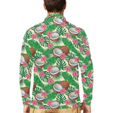 Coconut Pattern Print Design 01 Men's Long Sleeve Polo Shirt