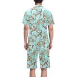 Monkey Palm tree background Men's V-Neck Short Pajama Set
