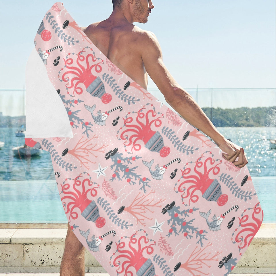 Octopus winter hat garland Fish candy Seaweed Cora Beach Towel