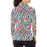 Colorful zebra skin pattern Women's Long Sleeve Polo Shirt