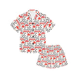 Red mushroom dot pattern Kids' Boys' Girls' V-Neck Short Pajama Set