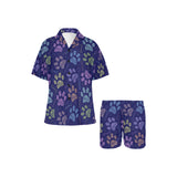 Dog Paws Pattern Print Design 02 Women's V-Neck Short Pajama Set