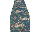 Raccoon tropical leaves pattern Table Runner