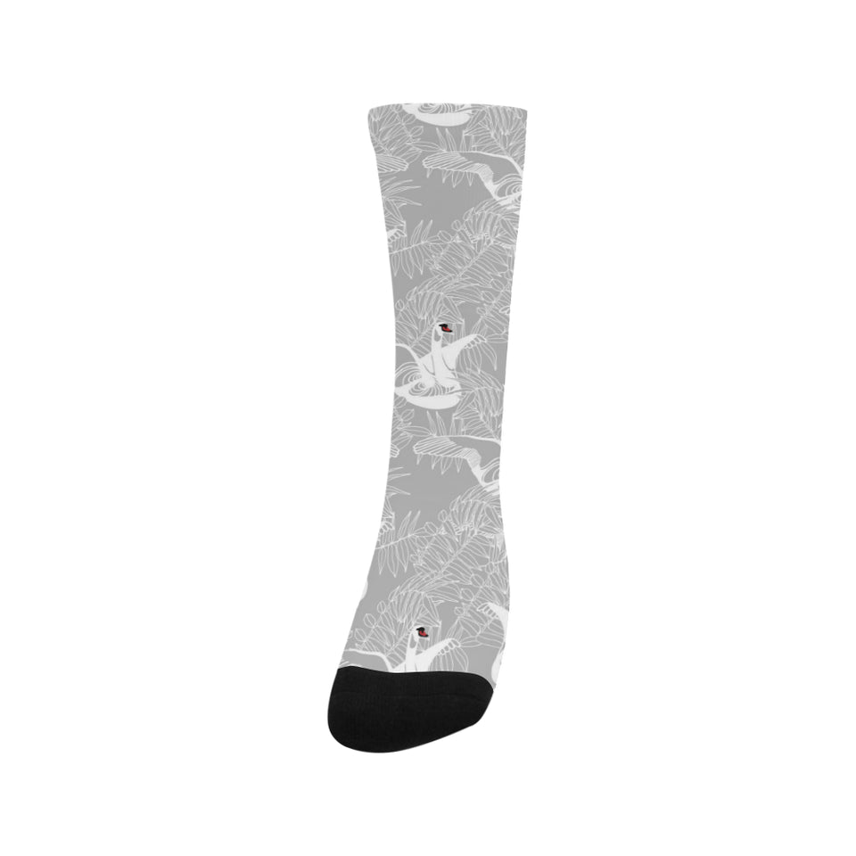 white swan gray background Crew Socks