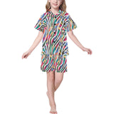 Colorful zebra skin pattern Kids' Boys' Girls' V-Neck Short Pajama Set