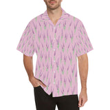 Lavender pattern pink background Men's All Over Print Hawaiian Shirt