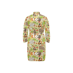 Guinea Pig Pattern Print Design 04 Men's Long Sleeve Belted Night Robe