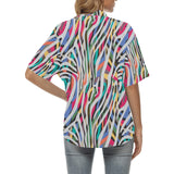 Colorful zebra skin pattern Women's All Over Print Hawaiian Shirt