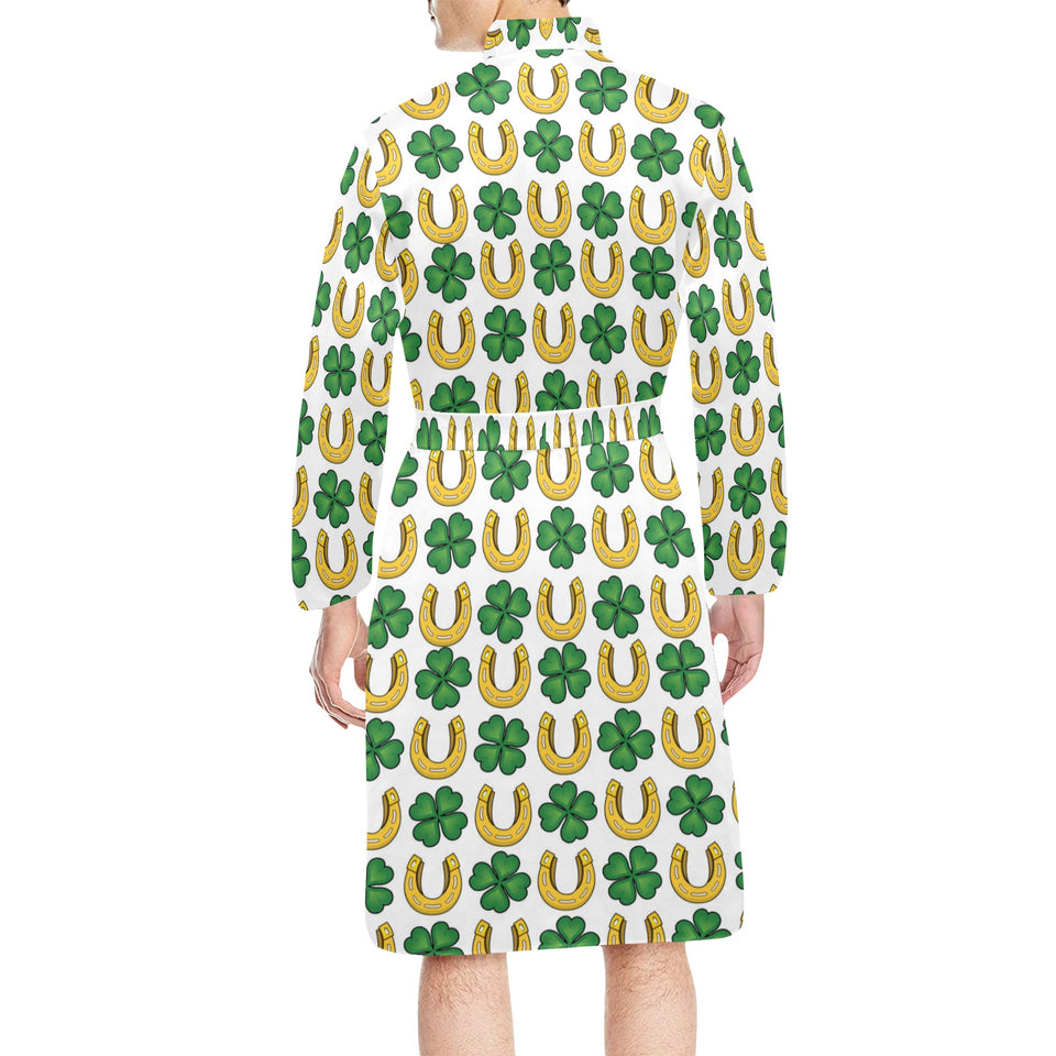 Horseshoes Pattern Print Design 04 Men's Long Sleeve Belted Night Robe