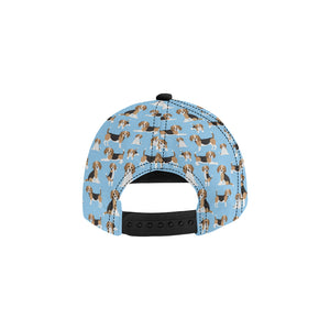 Beagle dog blue background pattern All Over Print Snapback Cap