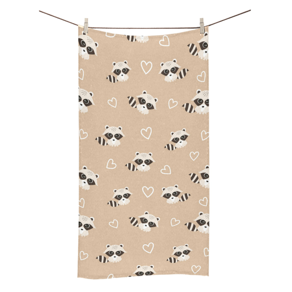 Cute raccoon heart pattern Bath Towel