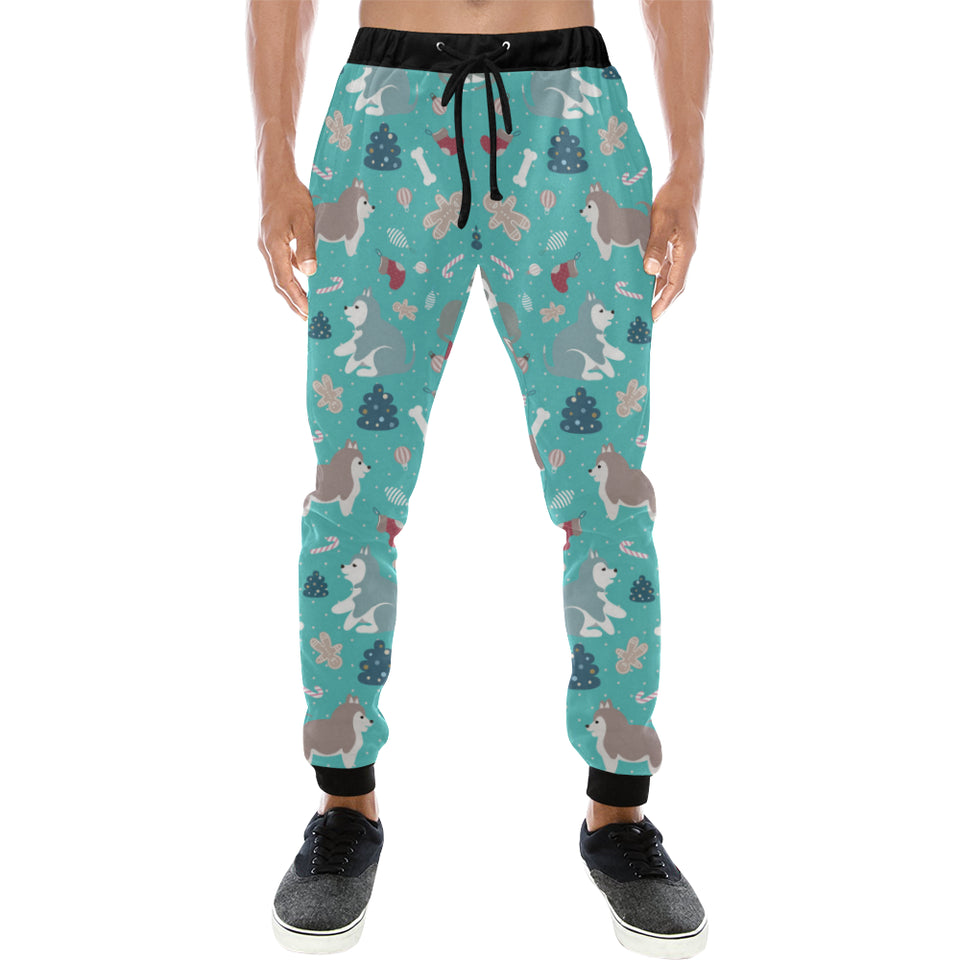 Christmas cute siberian husky puppie pattern Unisex Casual Sweatpants