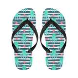 Cute octopuses heart striped background Unisex Flip Flops